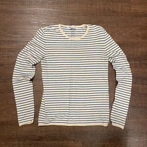 Zara Women’s Striped Long Sleeve Top Navy/White Breton Style Size L